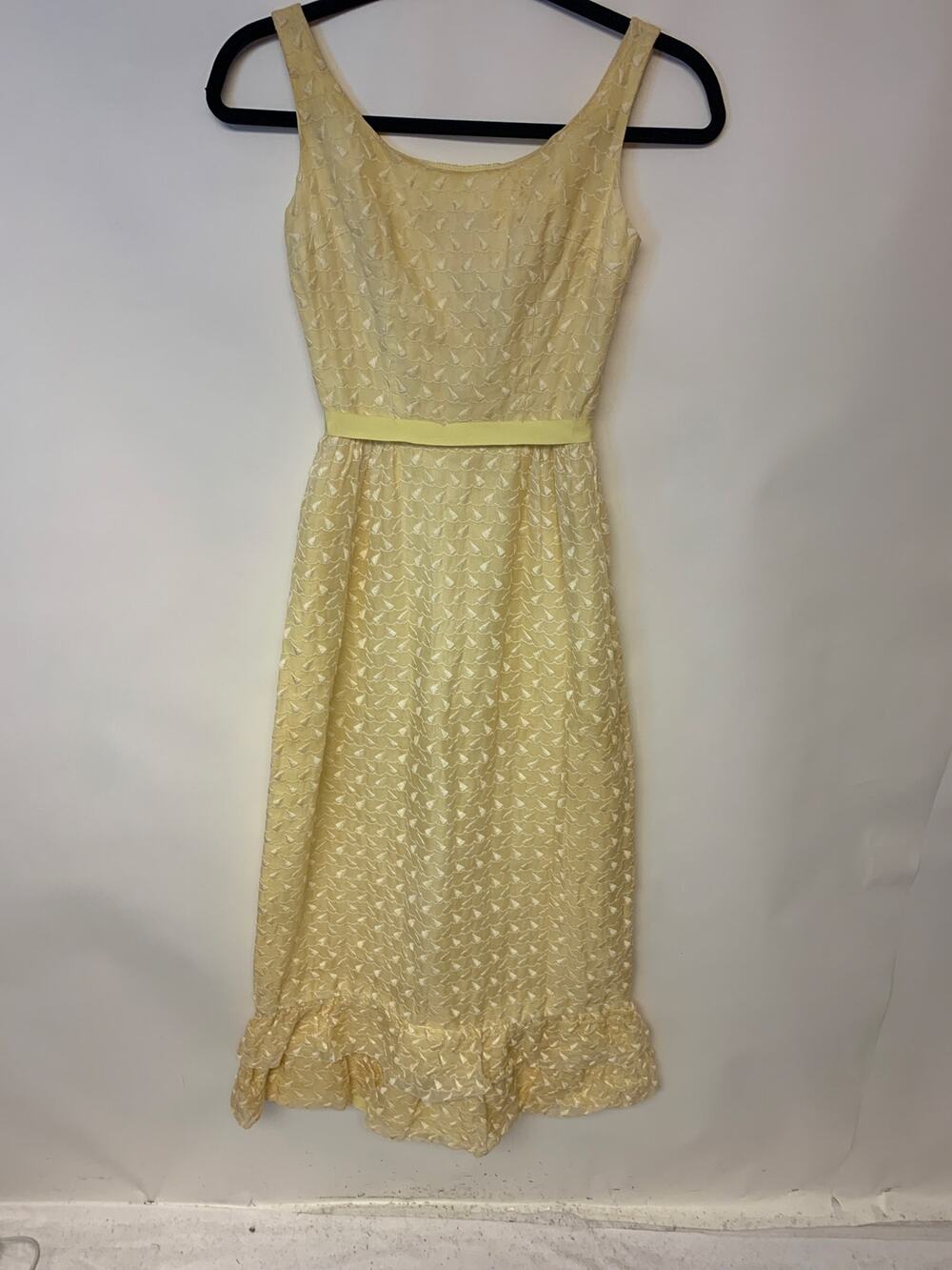 Vintage Maxi Dress Butter Yellow Garden Party Formal Feminine Delicate